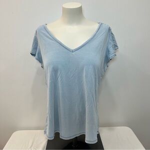 Black House White Market Light Blue V-Neck Women's Top with Flutter Sleeves
